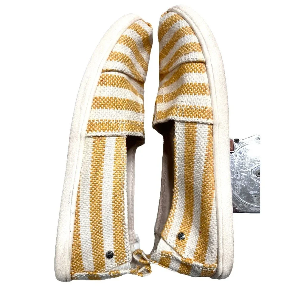 Mad Love Shoes Womens 8 Lydia Loafers Yellow White Striped Casual Comfort Flats